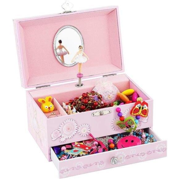 Kids Musical Jewelry Box for Girls with Drawer and Jewelry - Picture 6 of 7